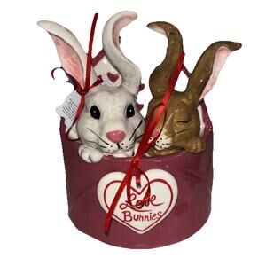 Blue Sky Clayworks Love Bunnies Figurine Sweethearts Adorable Rabbits Ceramic